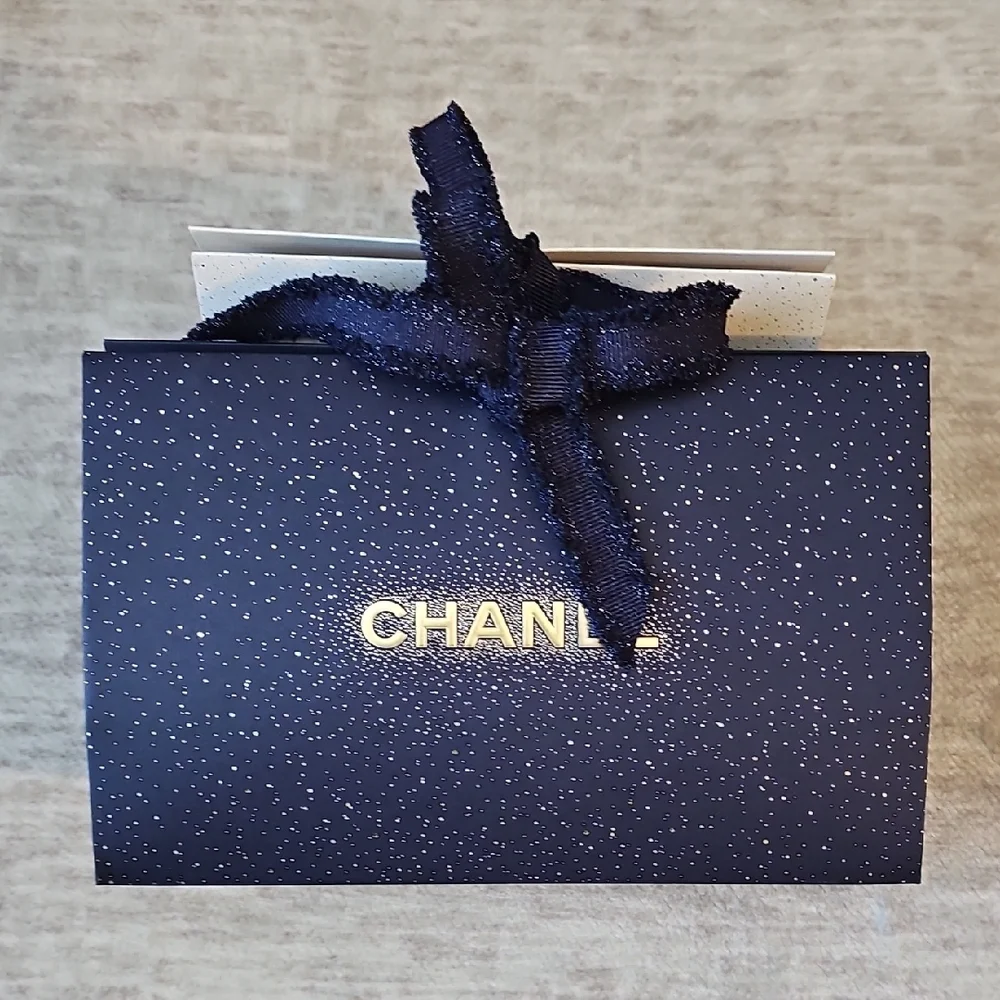 Chanel Midnight Blue Card Holder with Ribbon